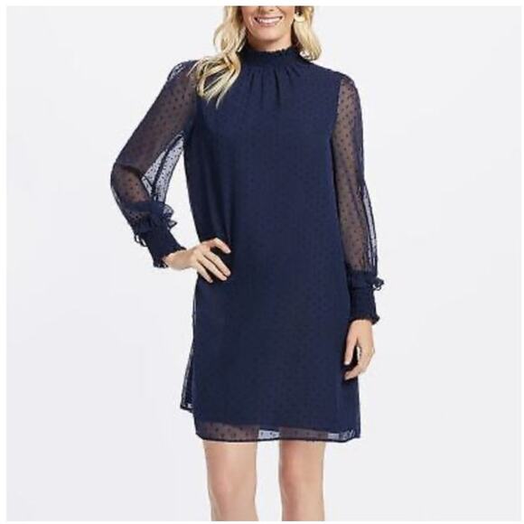 Draper James Dresses & Skirts - Draper James Lyndsay dress women's small Swiss dot smocked sheer sleeves mini